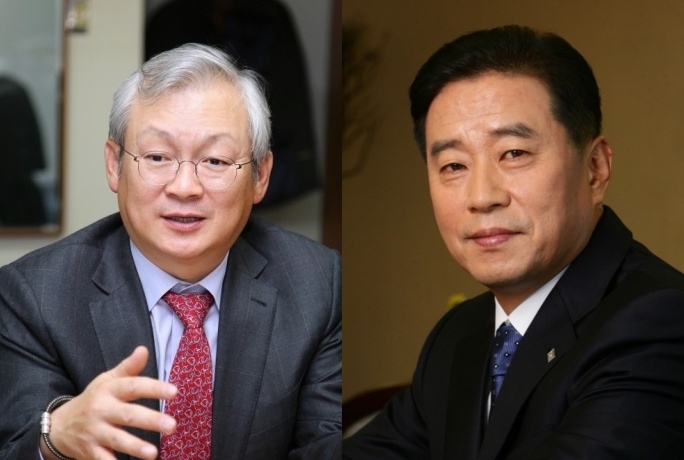 정영채 NH투자증권 IB부문 대표 부사장(왼쪽)과 조한홍 전 미래에셋증권 기업RM대표