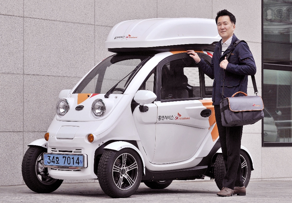 SKB, 자회사 홈앤서비스에 업계 최초 ‘초소형 전기차’ 도입
