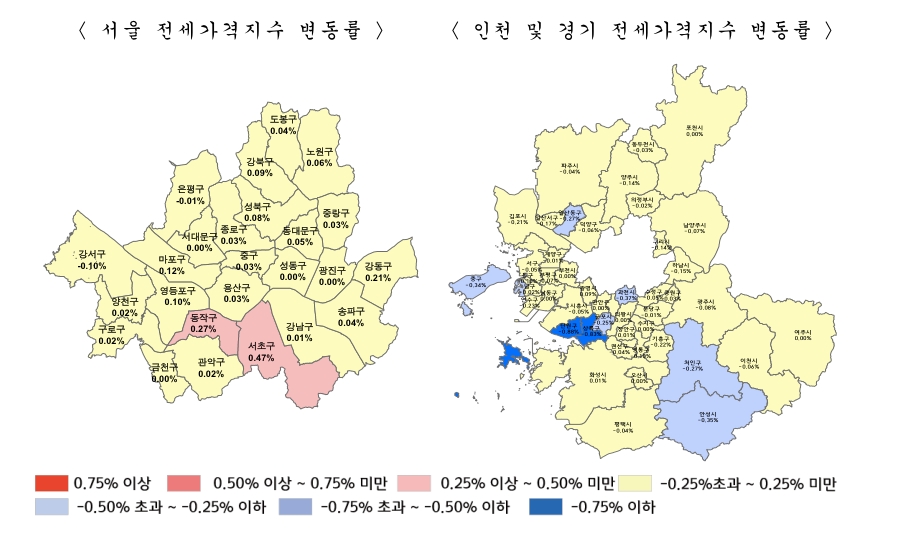 2018년 7월 5주 아파트 전세가격 동향. /자료제공=한국감정원