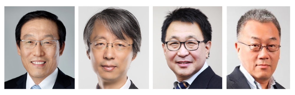 △(왼쪽부터) 김기남 사장(DS부문장), 진교영 사장(메모리사업부장), 정은승 사장(파운드리사업부장), 강인엽 사장 (시스템LSI사업부장)