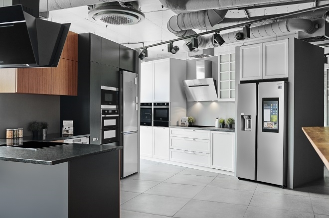 삼성전자는 2017년 9월 폴란드 수도 바르샤바에 개설한 최고급 빌트인 제품 쇼룸 ‘쿡 스토리 바이 삼성(Cook Story by Samsung)'의 모습.