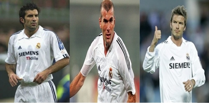 플로렌티노 페레즈 갈라티코 정책의 시작인 루이스 피구(사진 왼쪽)와 핵심인 지네딘 지단(사진 가운데), 정점이었던 데이빗 베컴(사진 오른쪽).