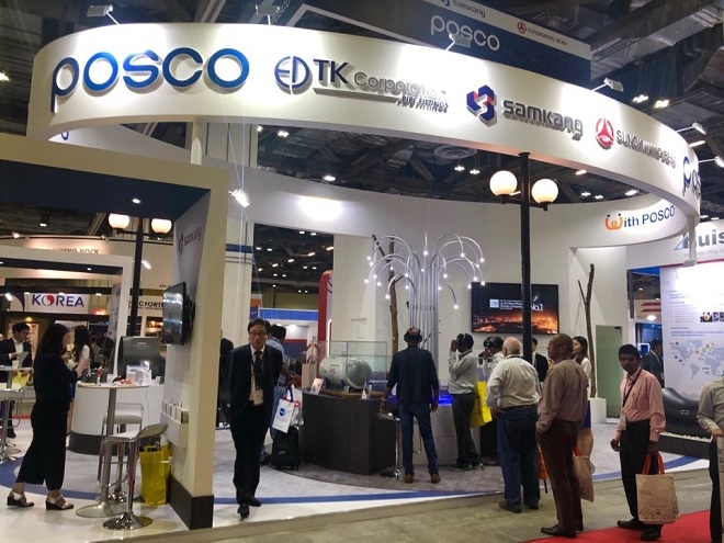 포스코가 27~29일 싱가포르 마리나베이 샌즈에서 열린 국제 오일 및 가스산업박람회(OSEA)에 참가했다. 출처=포스코.