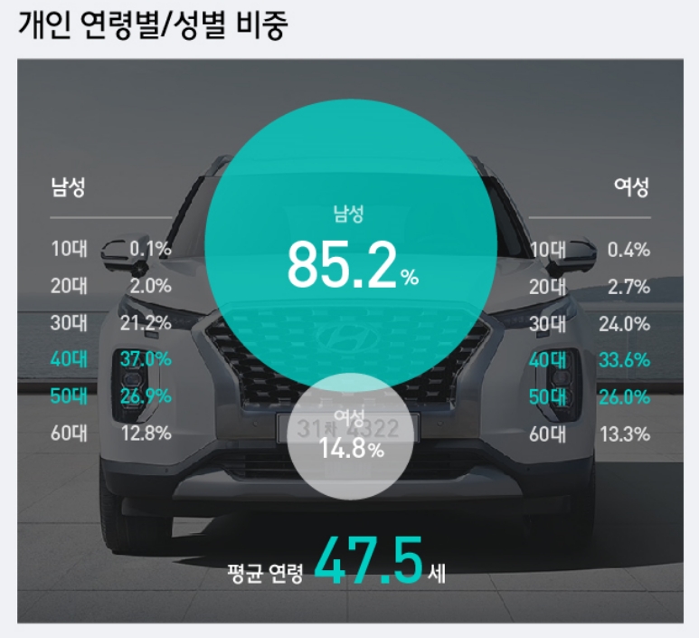 팰리세이드 출고 고객 분석 데이터. (출처=현대차)