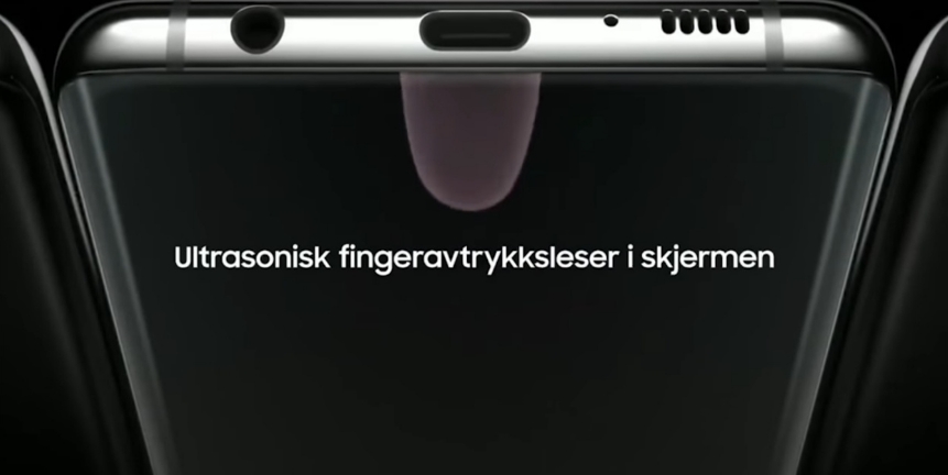 △갤럭시 S10의 광고 유출 장면 중 지문인식 부분/사진=오승혁 기자(알뷰 유튜브 캡처)