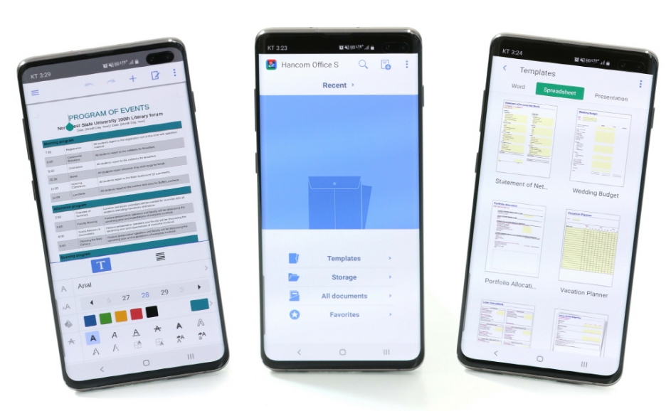 △북미 및 중국 시장에 판매되는 S10에 기본 탑재될 한컴오피스 S의 화면/사진=삼성전자