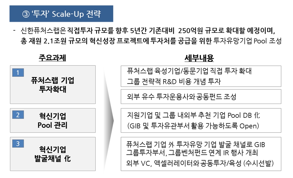 신한 퓨처스랩 '스케일업 전략' 중 투자 부문 / 자료= 신한금융지주