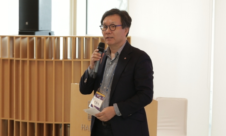 △변동식 CJ헬로 대표의 모습/사진=오승혁 기자(웹페이지 자료 편집)