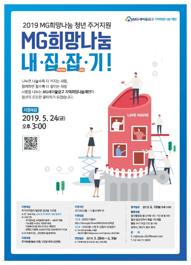 MG새마을금고, 100명의 청년에게 2억원 주거비 지원 나서