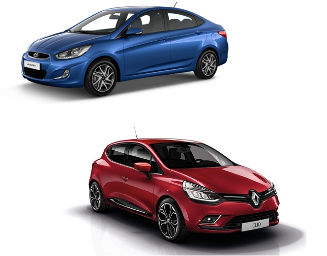 현대 엑센트(위)와 르노 클리오. (사진=각사)