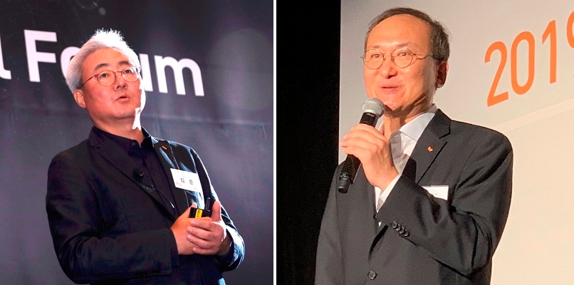 김준 SK이노베이션 사장(왼쪽)과 이석희 SK하이닉스 사장. (사진=SK)