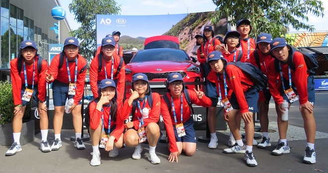'2019 호주오픈' 볼키즈 현지 기념사진. (사진=기아차)