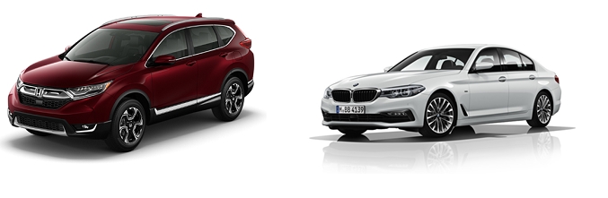 혼다 CR-V(왼쪽)과 BMW 520d.
