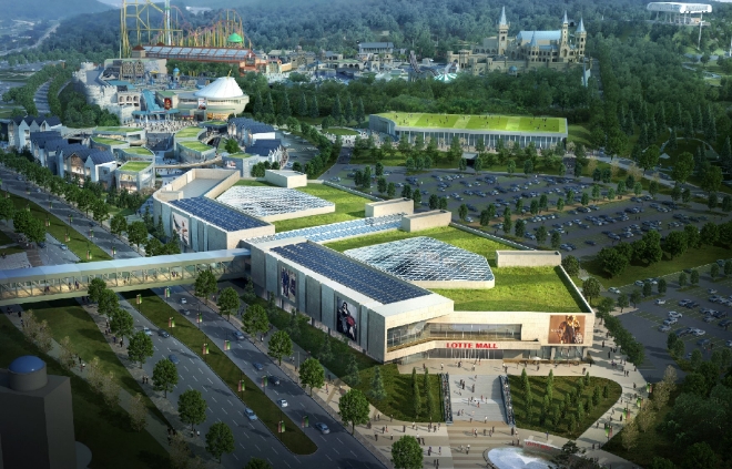 오리시아 테마파크 상업시설 남측 전경. /사진=대우건설