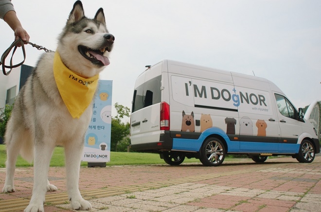 현대 쏠라티를 개조한 반려견 헌혈카. (사진=현대차)
