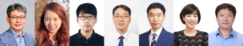 △삼성미래기술육성사업의 2019년 하반기 연구지원 과제에 선정된 교수들(왼쪽부터 이흥규 KAIST 교수, 공수현 고려대 교수, 정경운 재료연구소 박사, 이준희 UNIST 교수, 김동훈 KIST 박사, 정은주 한양대 교수, 정교민 서울대 교수)/사진=삼성전자