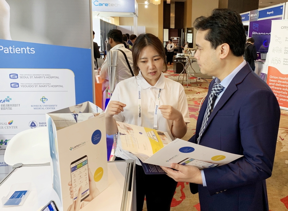 ▲'HIMSS 아시아퍼시픽 2019' 내 레몬헬스케어 부스 전경 / 사진=레몬헬스케어