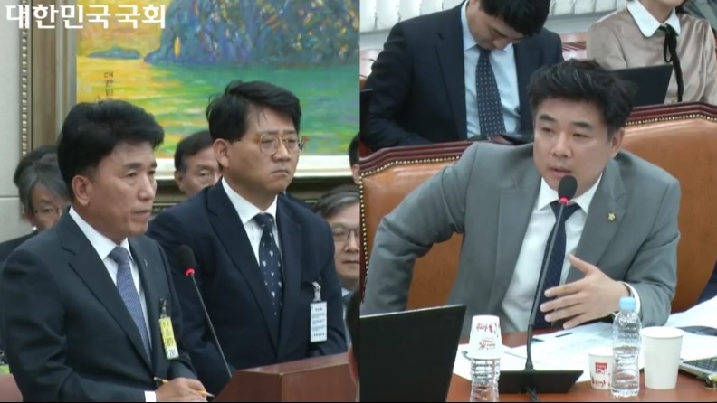 함영주 하나금융 부회장이 21일 국회에서 열린 국정감사에서 질의에 답하고 있다./사진=국회 의사중계시스템 갈무리