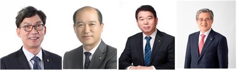 (왼쪽부터) 이대훈 농협은행장, 최창수 NH손해보험 대표 내정자, 이구찬 NH농협캐피탈 대표, 홍재은 농협생명 대표./사진=NH농협금융지주