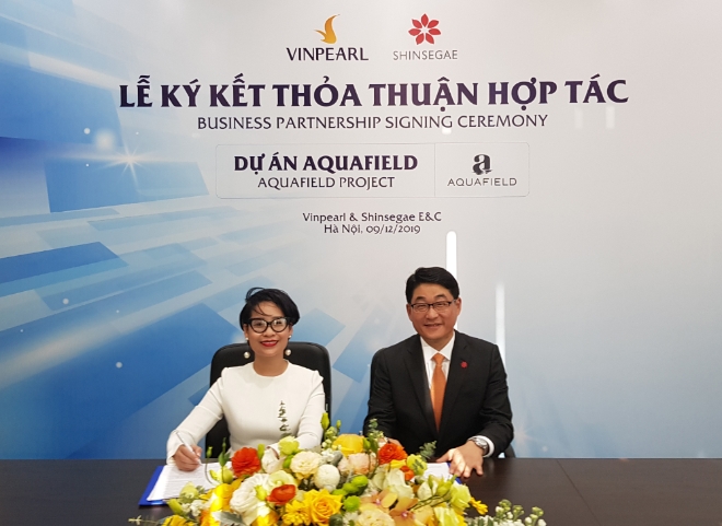 신세계건설은 10일 베트남 리조트 회사인 빈펄과 마스터 프랜차이즈 계약을 맺었다. /사진=신세계건설.