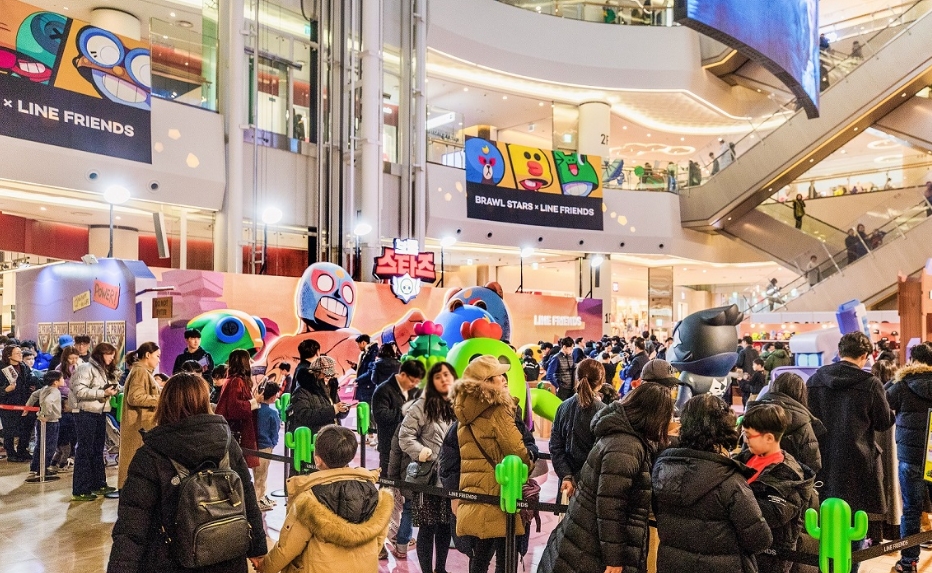 브롤스타즈, 라인프렌즈 협업 잠실 롯데월드몰 팝업스토어 모습/사진=라인프렌즈