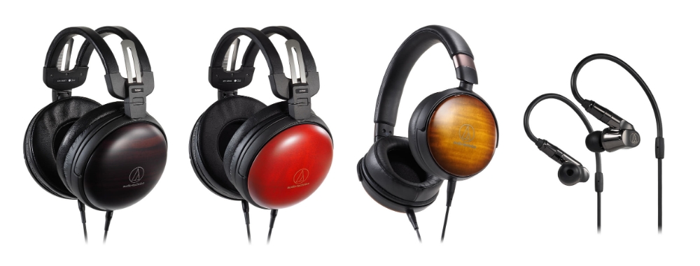 우드헤드폰 3종 및 하이브리드 이어폰/사진=오디오테크니카