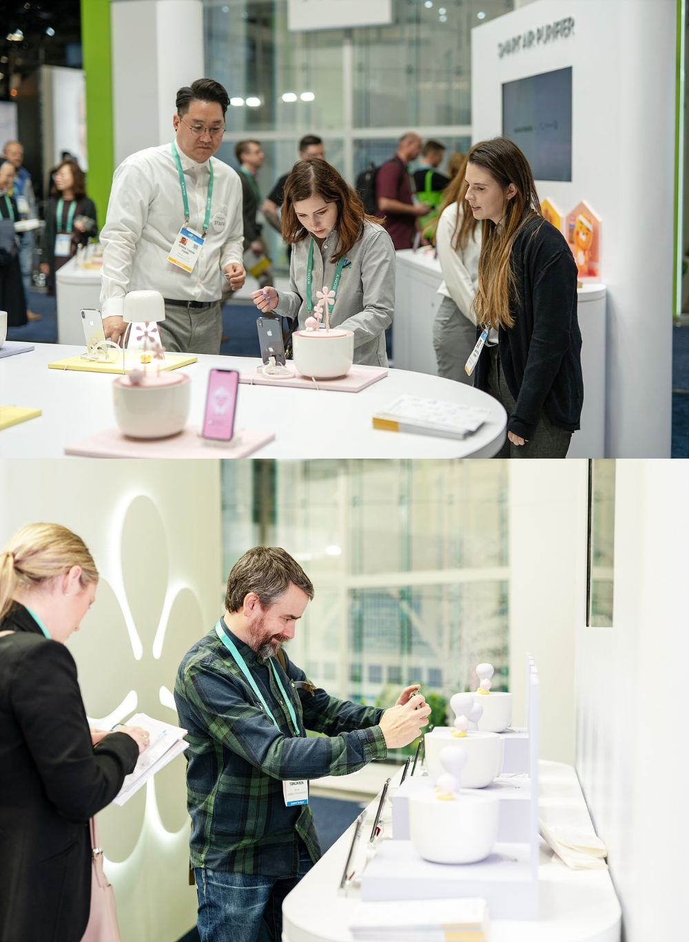 카카오프렌즈 홈킷을 구경하고 있는 CES 2020 관람객들의 모습/사진=카카오IX