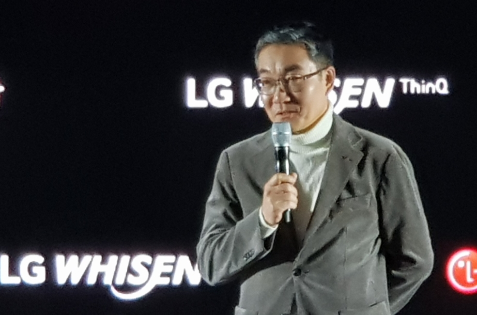 이감규 LG전자 H&A사업본부 에어솔루션사업부장 부사장이 2020년형 휘센 에어컨 신제품 발표회에서 발언하고 있다/사진=오승혁 기자