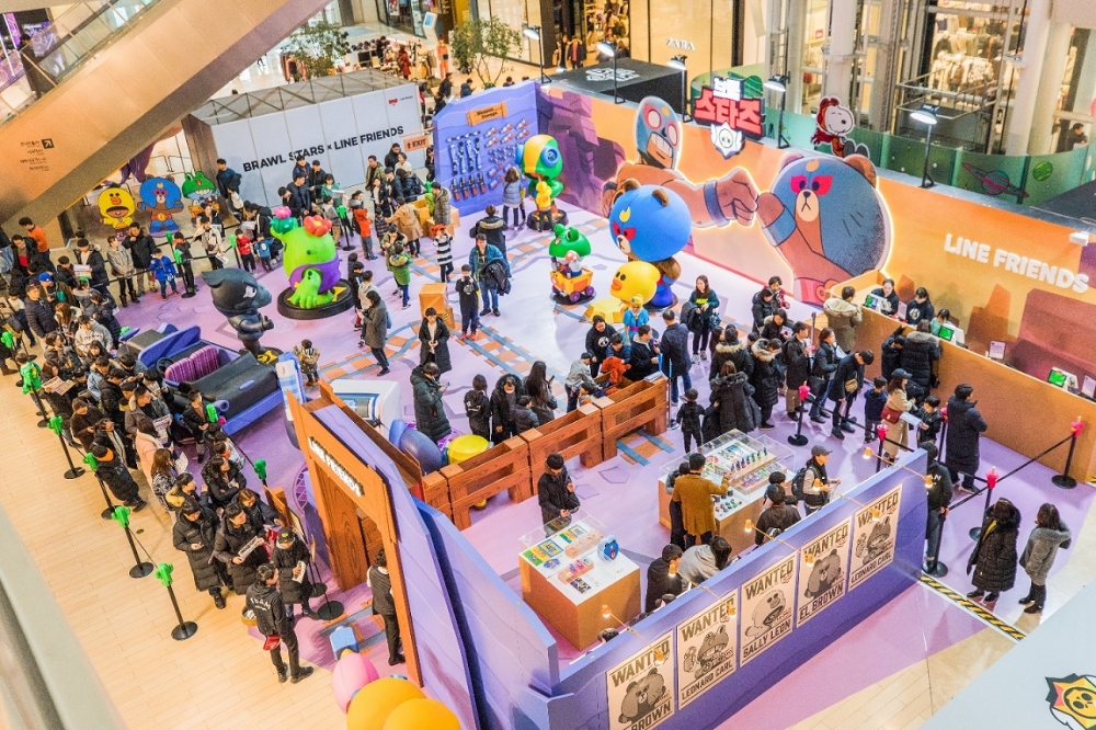 브롤스타즈, 라인프렌즈가 함께 잠실 롯데월드몰에서 열었던 팝업스토어의 모습/사진=라인프렌즈