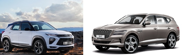 트레일블레이저(왼쪽)과 GV80. 사진=각사.