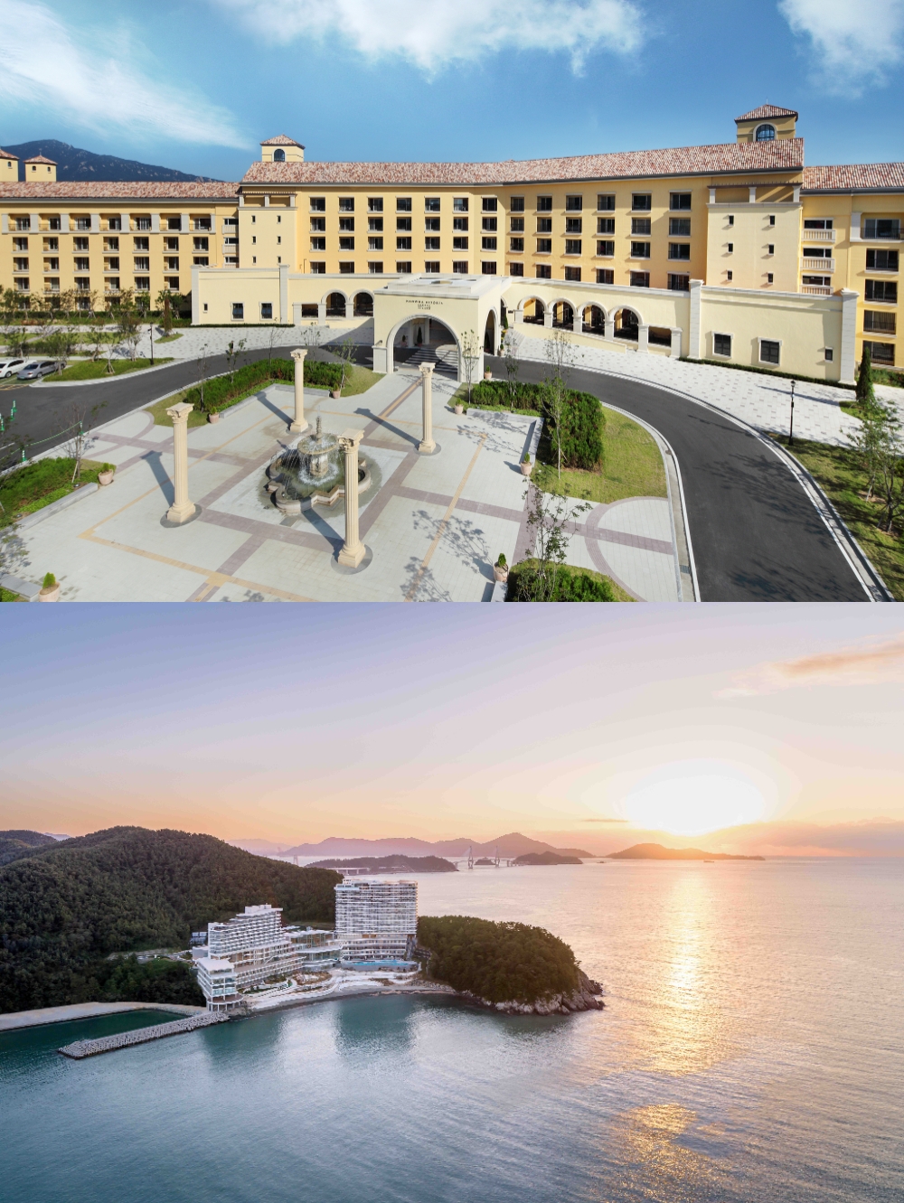 (상단) 한화리조트 설악 쏘리노 (하단) 한화리조트 거제 벨버디어/사진=한화호텔앤드리조트