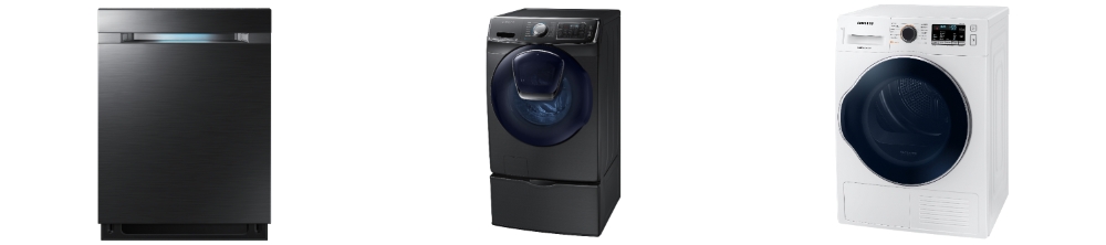 에너지스타 최고 효율 등급을 취득한 삼성전자 (좌측부터) 식기세척기, 드럼세탁기, 건조기/사진=삼성전자