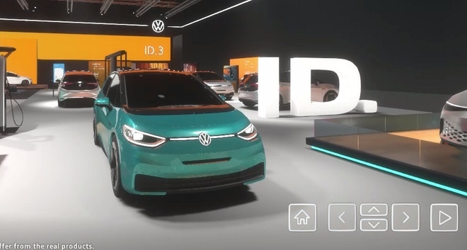VR로 구현된 폭스바겐 전기차 ID3.
