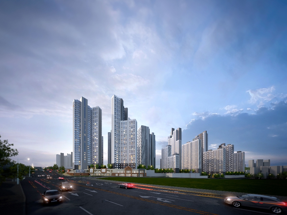 인천시 동구 송림동 금송구역 재개발 단지 측면 투시도 / 사진=대림산업