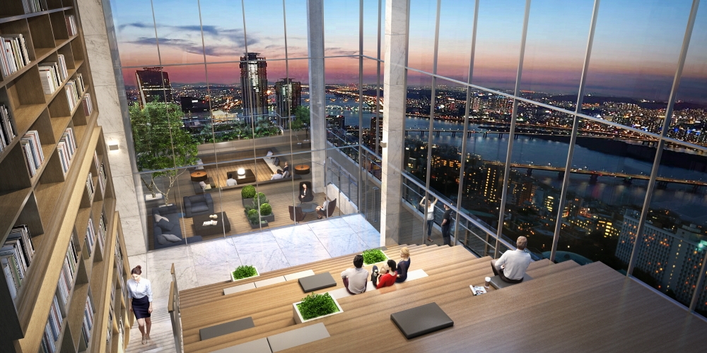 삼성물산이 반포3주구 사업에 제안한 '스카이커뮤니티 도서관 예상도 / 사진=삼성물산