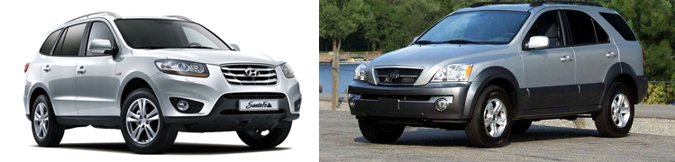 현대 싼타페CM(왼쪽)과 기아 쏘렌토BL. 사진=각사.