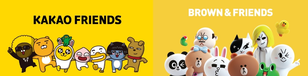 ▲카카오프렌즈 캐릭터(왼쪽)와 라인프렌즈 캐릭터.