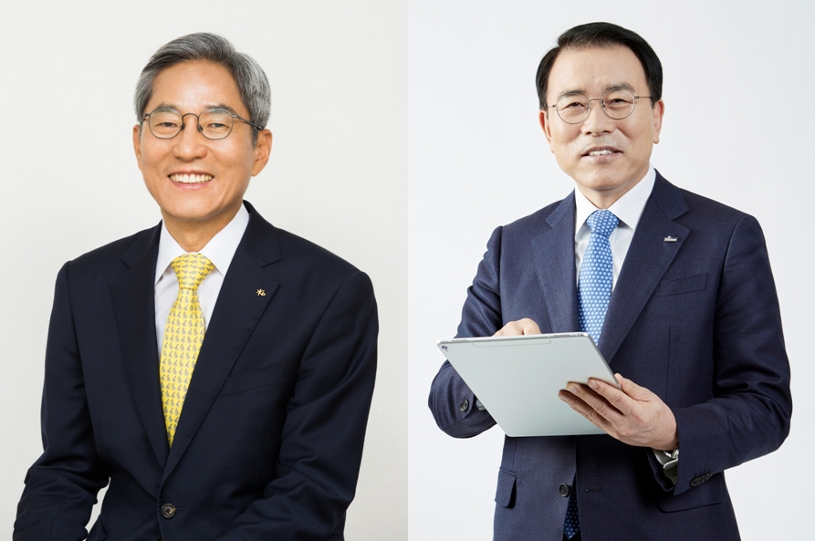 (왼쪽부터)윤종규 KB금융지주 회장, 조용병 신한금융지주 회장./사진=각 사