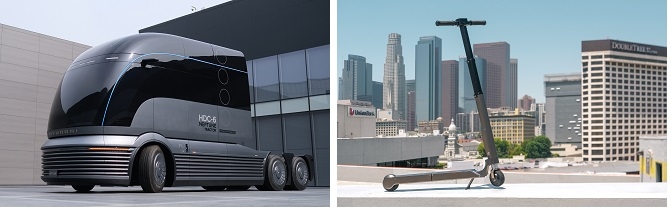 현대차 HDC-6 넵튠(왼쪽)과 e-스쿠터.
