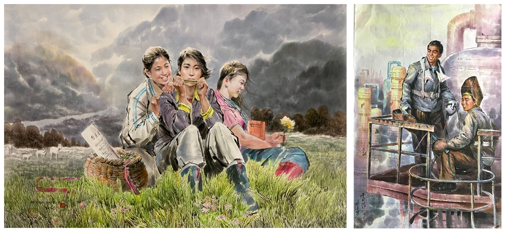 좌) 최유송,방목지의 저녁,170×112㎝, 우) 강윤혁,연공의 휴식,188×123cm,2014