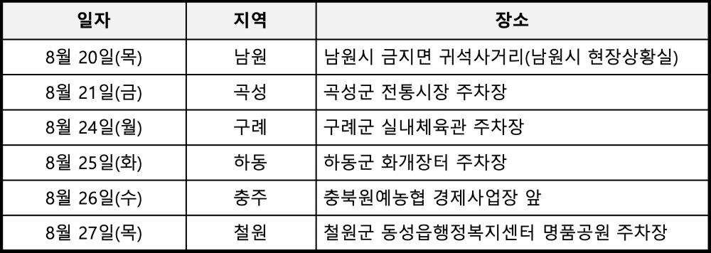 금융사랑방버스 피해현장 전담지원반 세부일정. /자료=금감원