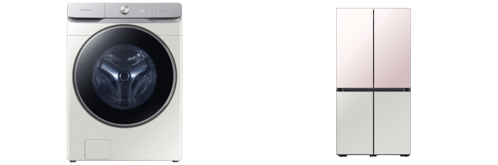 그랑데 AI 세탁기(왼쪽)와 비스포크 냉장고(오른쪽)/사진=삼성전자