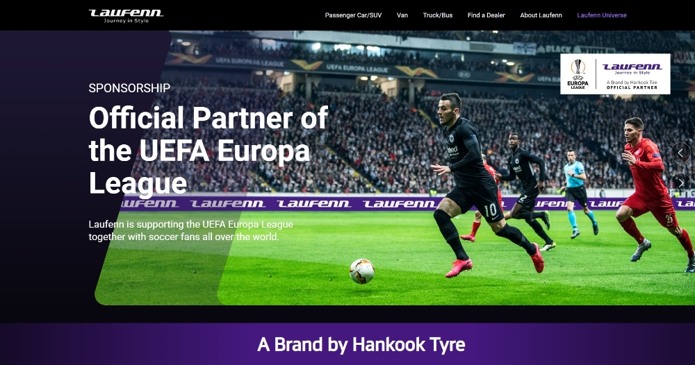한국타이어가 개편한 글로벌 전략 브랜드 라우펜 홈페이지/사진=한국타이어