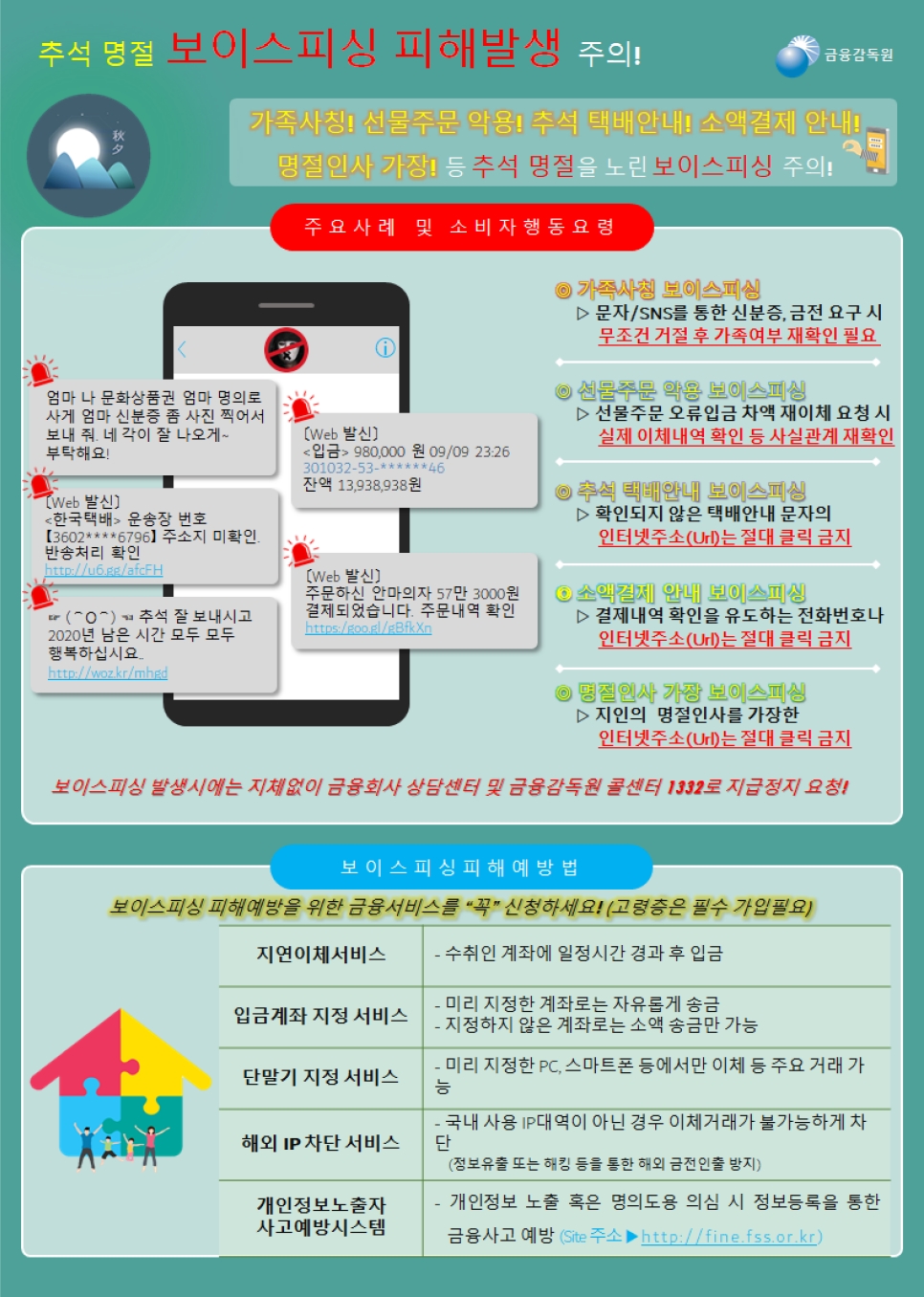 추석명절 보이스피싱 피해예방 안내장. /자료=금감원