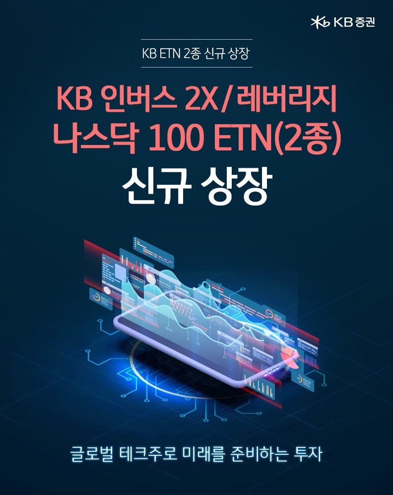 KB증권, 레버리지·인버스 2X 나스닥 ETN 신규 상장 / 사진= KB증권(2020.12.22)