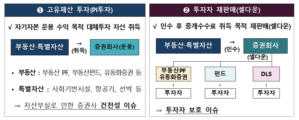 고유재산 투자와 투자자 재판매 / 자료= 금융감독원, 금융투자협회(2021.01.21)
