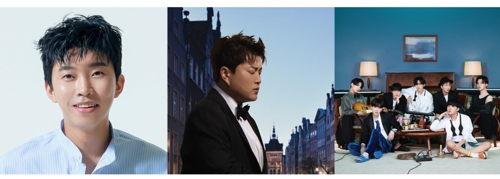 (왼쪽부터) 임영웅, 김호중, 방탄소년단. 사진=지니뮤직