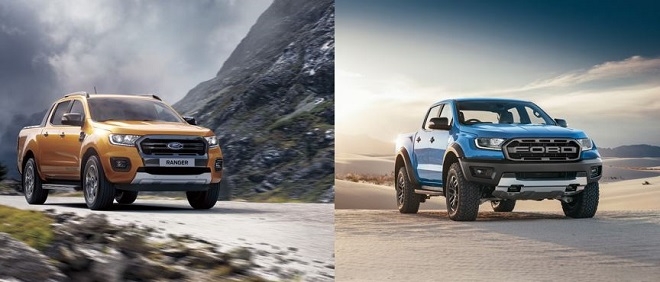 포드 레인저 와일드트랙(왼쪽)과 레인저 랩터.