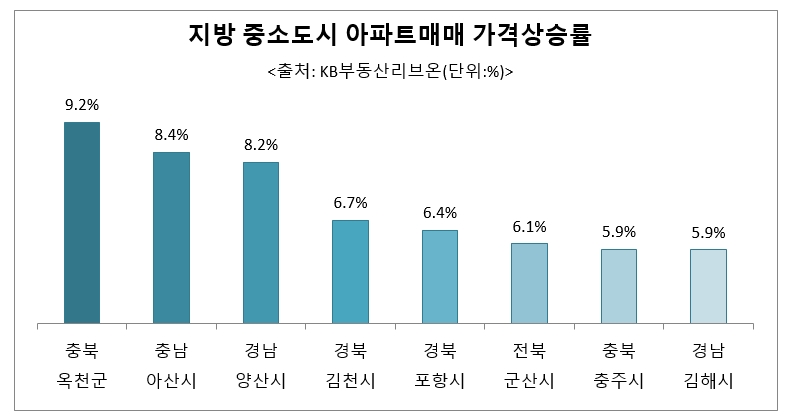 지방 중소도시 아파트매매 가격 상승률 / 자료=리얼하우스