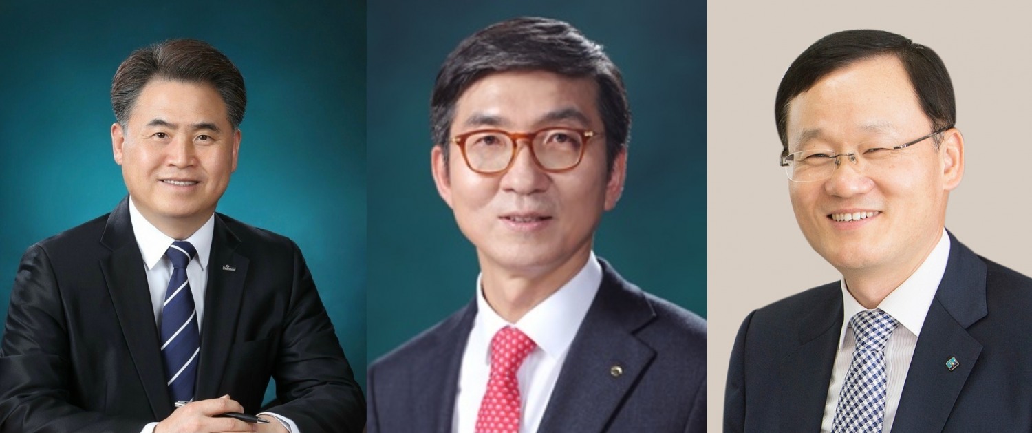 신규 선임된 이희수 신한저축은행 대표(왼쪽)와 신명혁 우리금융저축은행 대표(가운데), 서정학 IBK저축은행 대표(오른쪽). /사진=각사